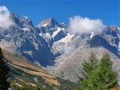 Le massif de la Meije vu depuis le site ou l'équipe est hébergée